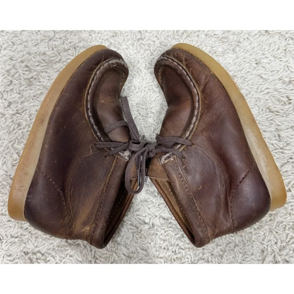 Clarks Originals Kids Wallabee‎ Leather Lace-Up Chukka Boots Sz 10 Classic Brown